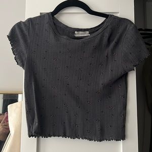 Urban outfitters grey floral baby tee